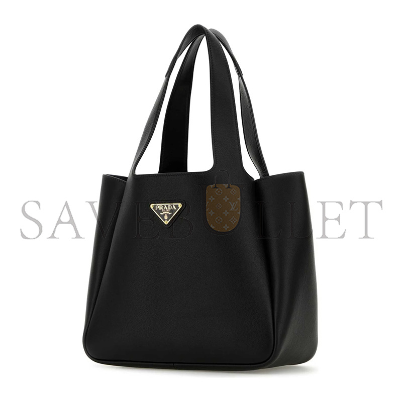 Pra*a black leather handbag 1bg542 (22.5*18*11cm)